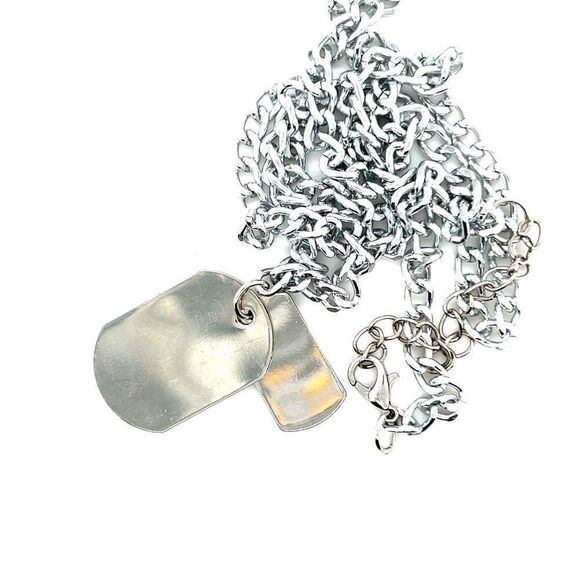 Silver Plated Dog Tag Necklace - Picture 3 of 3